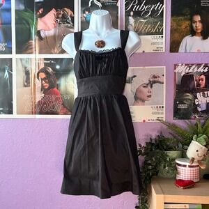 Francesca's Black Lace Trim Babydoll Dress Size Medium